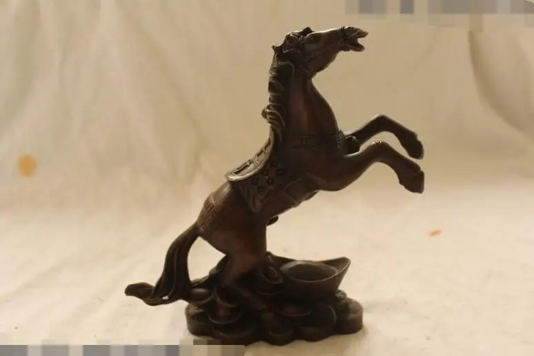 

S3448 8"Chinese Folk Old Bronze carved Lucky Lifelike Money Horse Statue