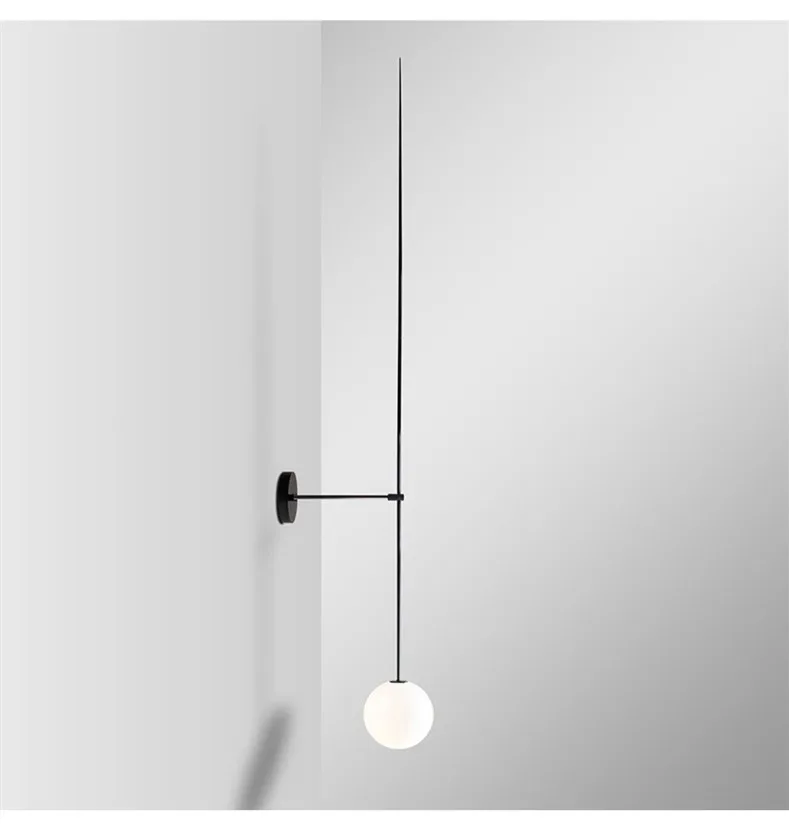 Современный скандинавский стеклянный шар черная линия настенные лампы бра светодиодный крепеж для настенных светильников для фойе спальни гостиной коридора светильник