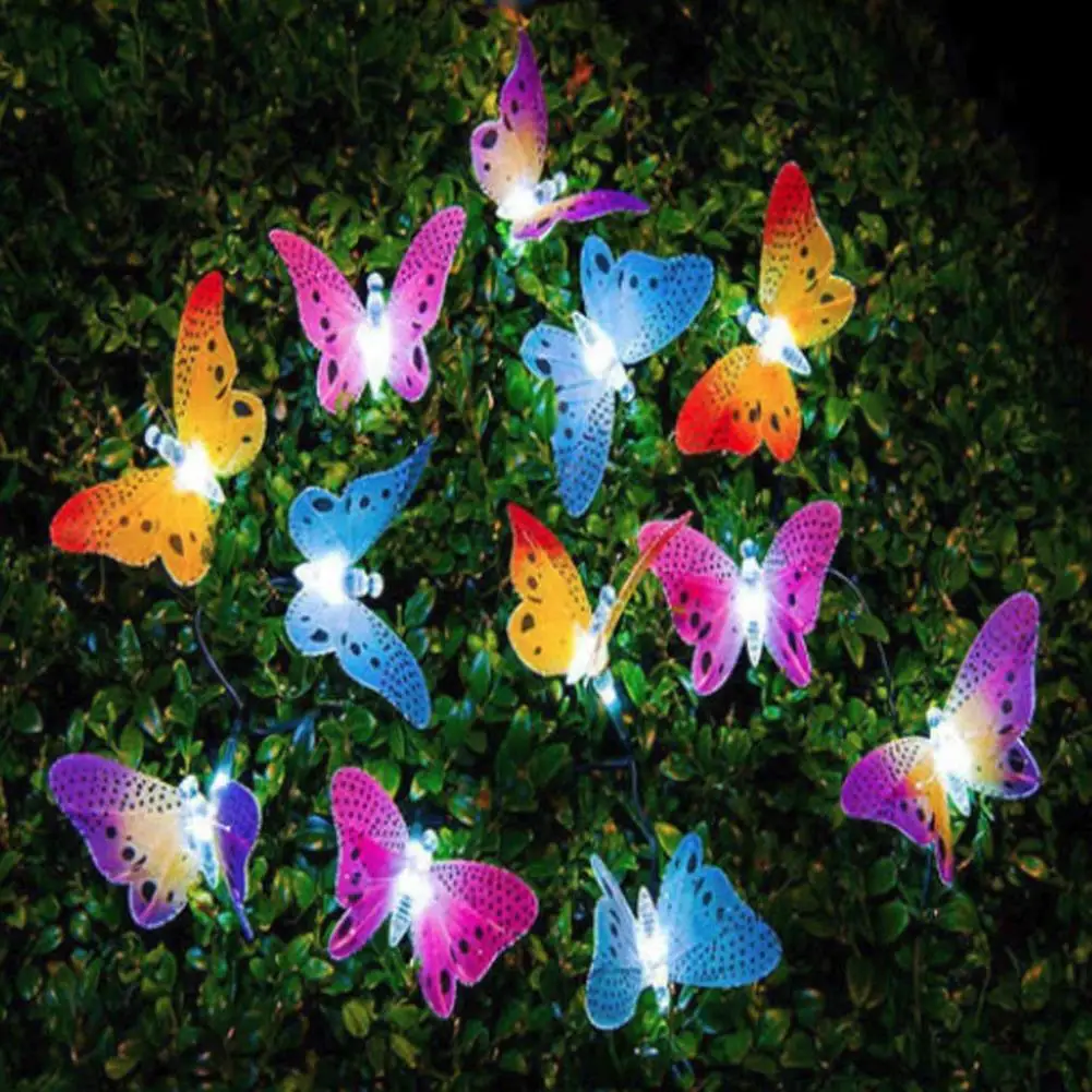 

12LED Fiber Optic Butterfly Solar Waterproof Light Lamp Christmas Decor 2019