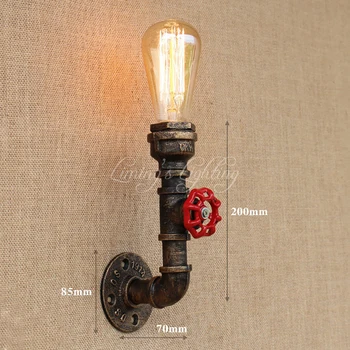 

Retro Iron Water Pipe Vintage Loft Wall Lamp Bedside With Switch Bulb E27 110v-220v Lights For Restaurant Bedroom Cafe