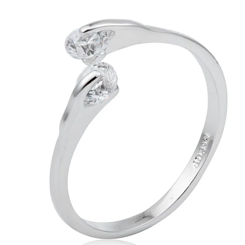 

White Gold Color Double Round CZ Engagement Wedding Band Rings For Women Anillos Bague Anel Feminino Aneis Finger Jewelry bijoux
