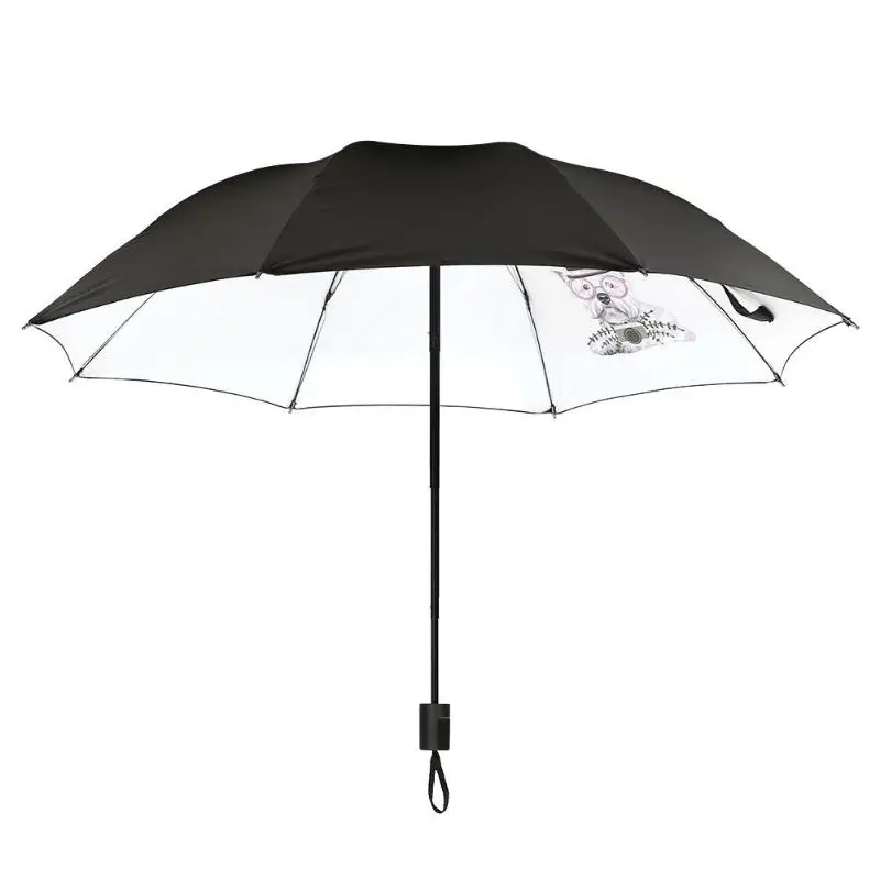 

Three Folding Sunscreen Umbrellas Windproof Parasol Simple Cartoon Umbrella
