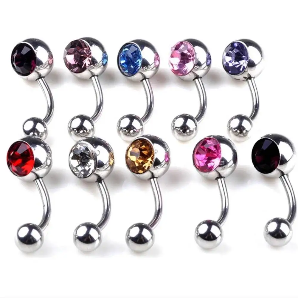 

10pcs Color Rhinestone Anti-allergic Simple Navel Ring Navel Piercing Jewelry