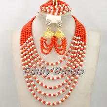 Свадебные туфли в африканском стиле нигерийские Бусины Комплект украшений из коралла Бусины Mix Pearl Бусины украшения набор люкс Цепочки и ожерелья ювелирные изделия cj391