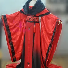 Большой красный черный женский свадебный Hanfu с черной Меховой Накидкой хвостатый Hanfu для фотографии или косплей