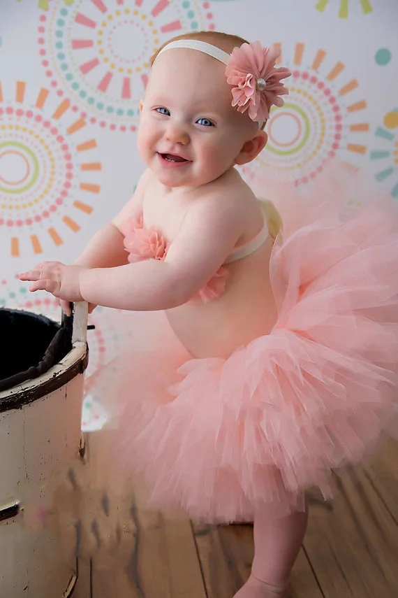 Cute Baby Tutu Dress Set Infant Girls Tulle Dress Tutus with Flower