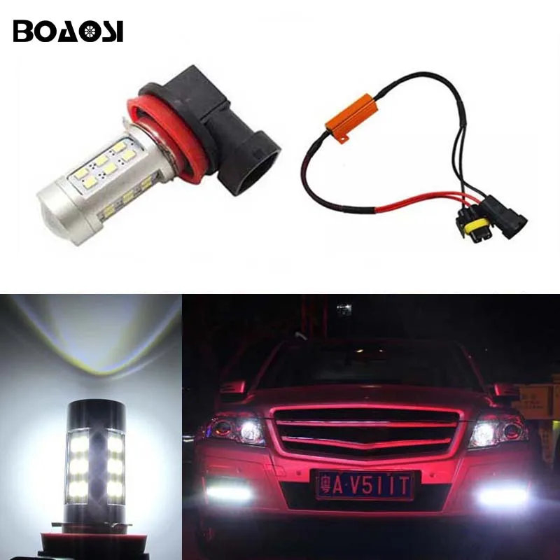 

BOAOSI 1x H8 H11 Samsung 2835 LED DRL Fog Light Lamp Bulb + Canbus Decoders Error Free For Mercedes Benz W221 W211 W212 W164