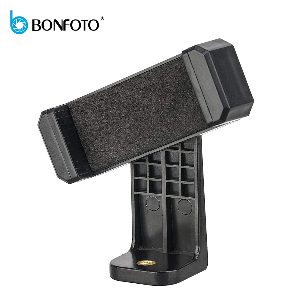 

BONFOTO Universal Cell Phone Tripod Mount Adapter,Rotates Vertical and Horizontal, Adjustable Phone Holder Mount with Padded Cli