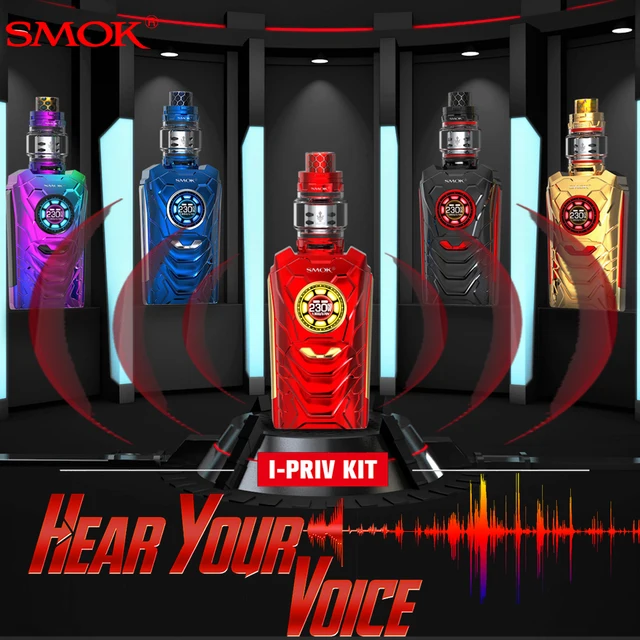 Vape SMOK I PRIV 230W Voice Control Iron Man E Cigarette 230W IPriv Mod TFV12 Prince Tank V12