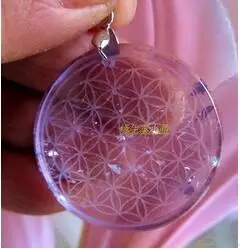 

35mm AmethystNatural Quartz Crystal Flower of Life Carved Healing free shipping