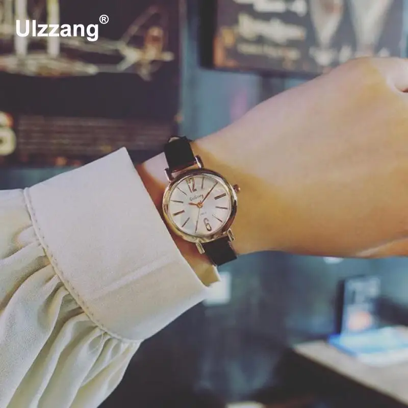 

Fashion Dress Small Dial Thin Leather Rose Gold Dial Quartz Women Ladies Female Wrist Watch Wristwatches Bracelet