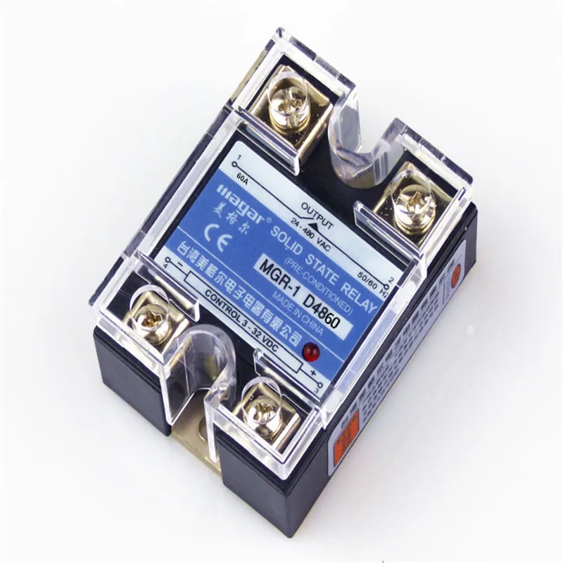 Single Phase Solid State Relay 220V SSR MGR 1 D4860 60A DC AC in