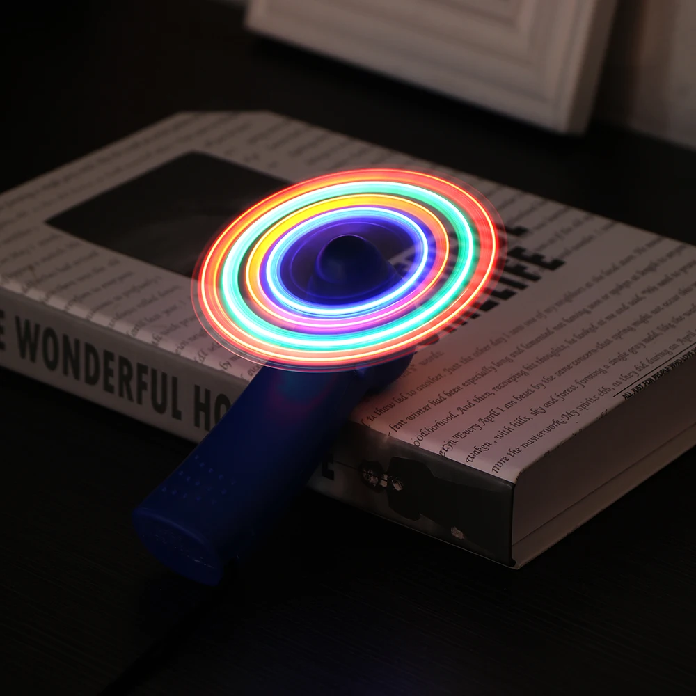 

ABEDOE Portable Handheld Cooling Mini Fan Soft Fan Colorful LED Mini Light Battery Powered Cool Gift For Party Favors And Kids