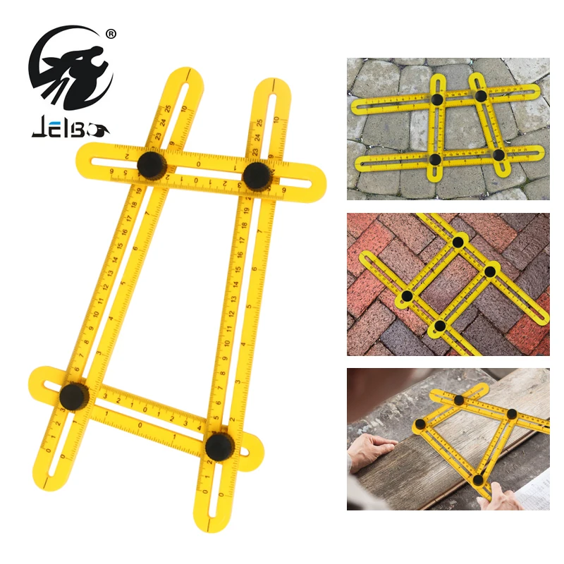 

JelBo Four-Sided Ruler Multifunctional Angle-izer Template Tool Plastic Measuring Accurate Measurement Hand Tool Gauges 4 Size