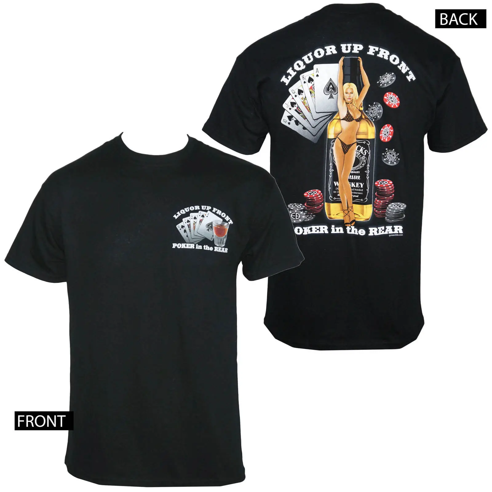 Download Gildan Licensed POKER Liquor Up Front Men's Black T Shirt ...