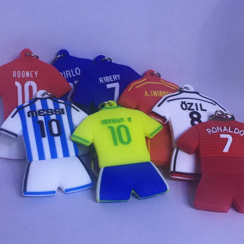 

Soccerwe Soccer Star Ronaldo Messi Neymar Ozil Pirlo Rooney Salah Kits Jersey Shape Figure for 2018 Cup Gift Collection