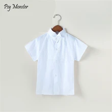Для маленьких мальчиков и девочек; сезон Лето Одежда для свадьбы, дня рождения официальная белая блузка, рубашки одежда для детей, школьные топы для детей Детская рубашка S28