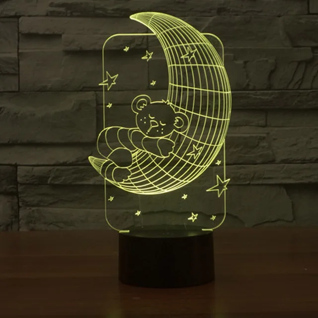 Aliexpress.com : Buy Creative Moon And Bear Shape 3D Illusion Creative Moon and Bear Shape 3D Illusion Table Lamp Touch Switch 7 Color Changing LED Night - Aliexpress.com : Buy Creative Moon And Bear Shape 3D Illusion
