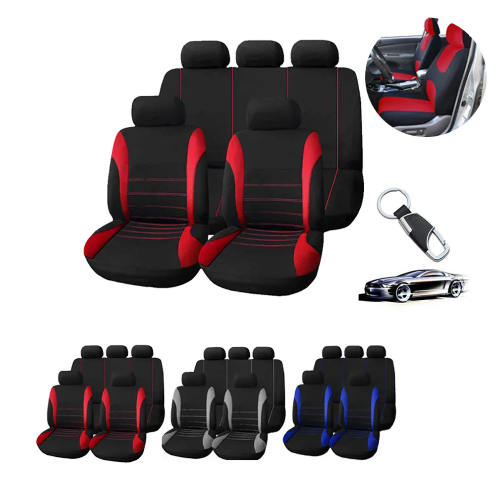 

New High quality 10 Pcs/Set Car Seat Covers Set for Auto with Steering Wheel+Belt Pad+Head Rests DXY88