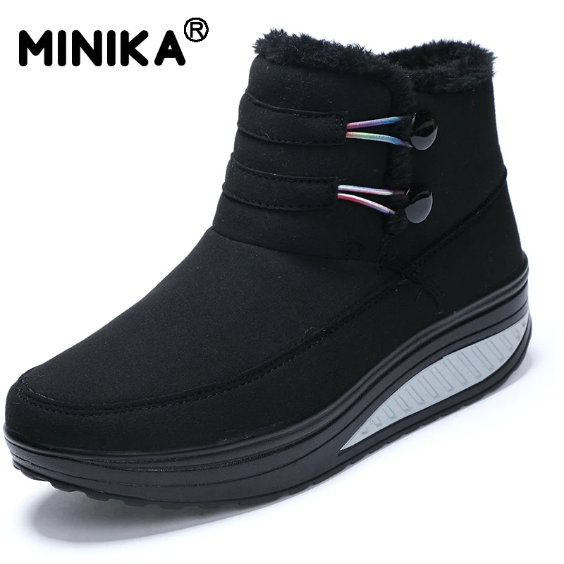 Minika/Женская обувь с плюшевой подкладкой зимние ботинки на платформе женские