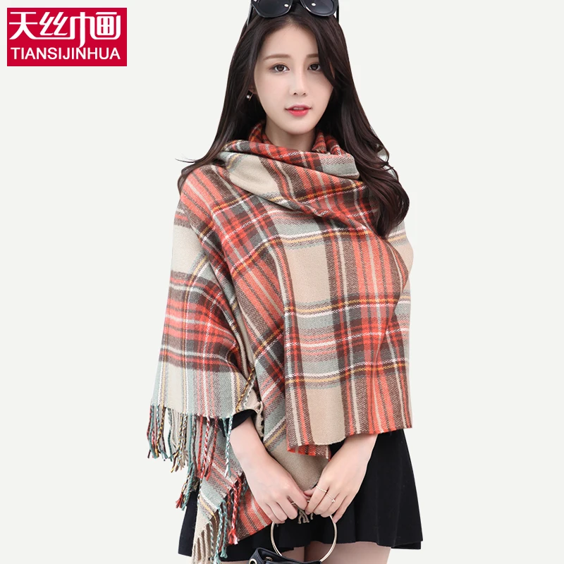 font b Tartan b font Plaid Scarf Winter Fashion Warm Tassel Shawl 195 83CM Blanket