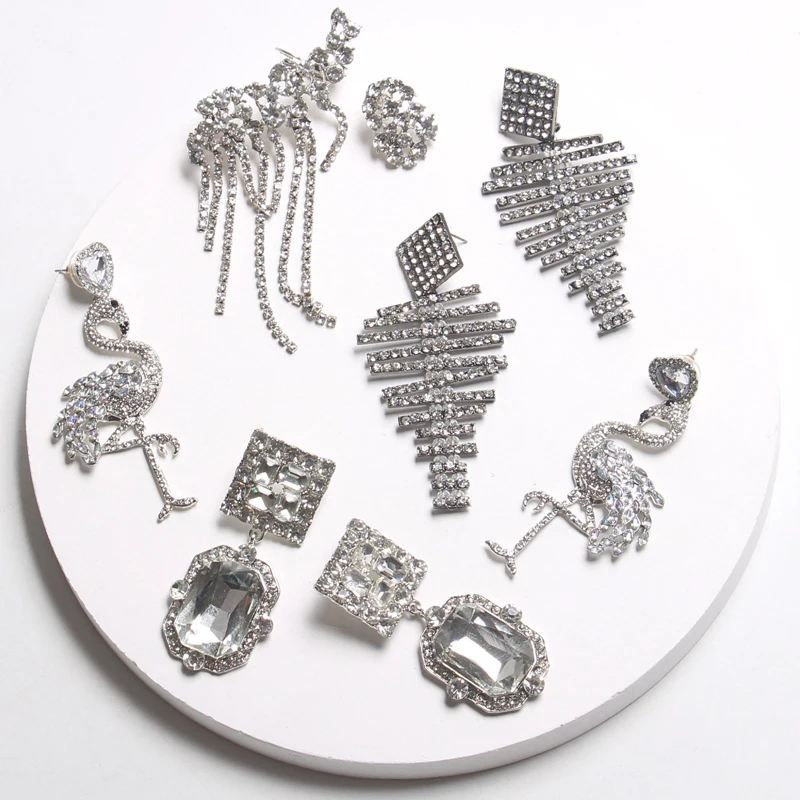 

Ztech Za Boho Fringed Glass Drop Earrings For Women Korean Wedding Shiny Dangle Statement Earrings Jewelry Valentine Gifts