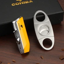 

NEW2022 NEW COHIBA Cigar Lighter 3 Jet Flame Gas Torch Butane Lighter Cutter Sharp Cigar Accessories W/ Ciagar Punch & Gift