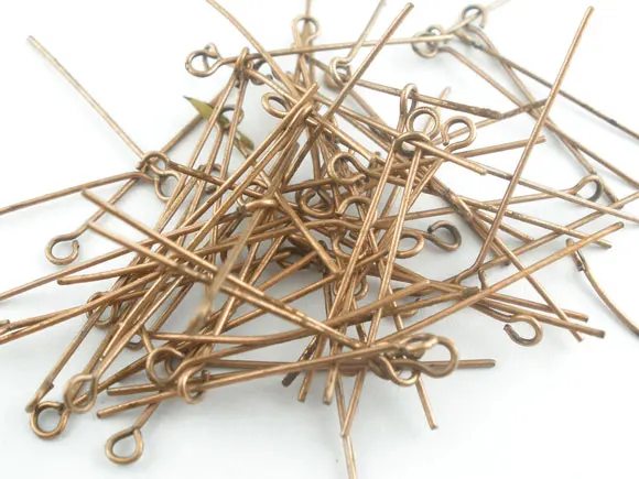 

Alloy Eye Pins Antique Copper 5cm(2") long, 0.7mm ( gauge), 90 PCs new