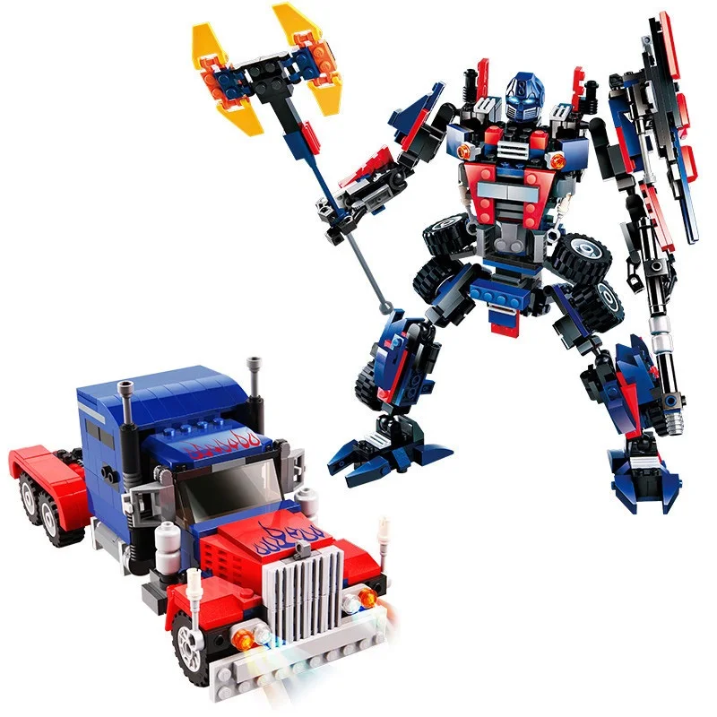 WMX-8713-377pcs-Series-Truck-Model-Building-Blocks-DIY-Sets-Toys-Robot-2-In-1-Wolf