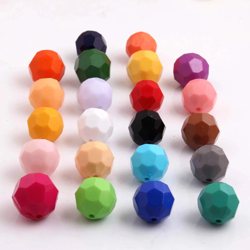 

OYKZA Colorful 20mm/6mm to 24mm Chunky Acrylic Solid Faceted Beads For Kid's Fashion Jewelry Beaded Necklace Making!