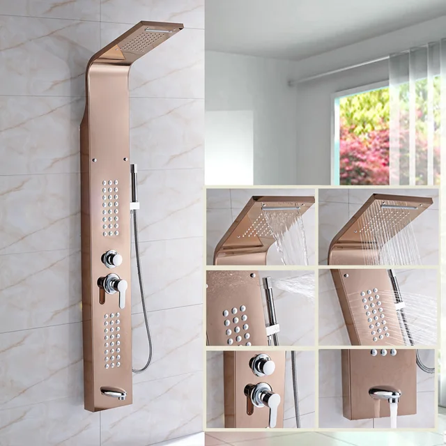 High Quality Bathroom Shower Panel Rose Gold Wall Mounted Rainfall