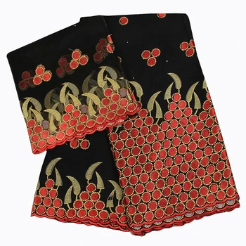 

2018 Latest Bazin riche fabric african embroided bazin riche getzner with 2yards french lace fabric for lady with beads A307-1