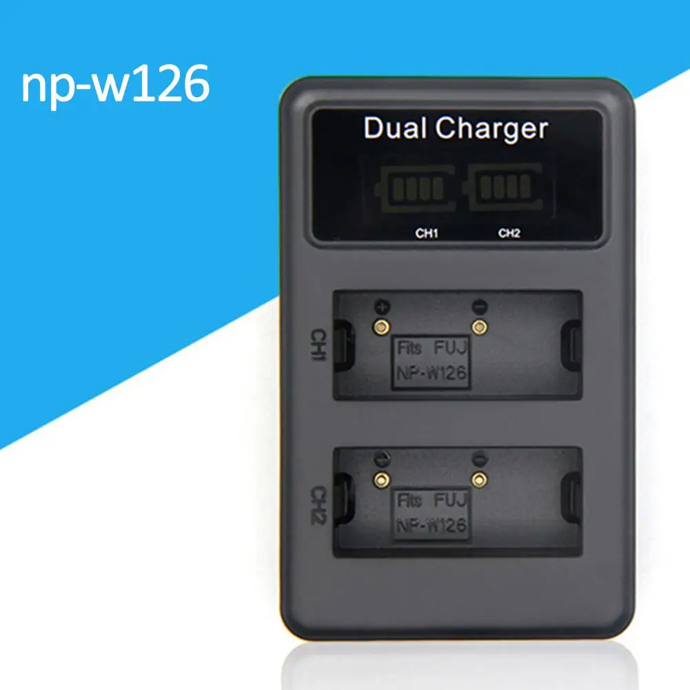 

NP-W126 Dual Slot LCD Digital Display Quick Charging Camera Battery Charger New