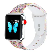 Sport Band for Apple Watch 38mm 42mm,Silicone Printed Bands Substitute Strap Bracelet Wristband for iwatch Sequence 3/2/1
