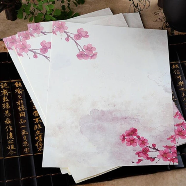 8pcs/lot Vintage Chinese Style Envelopes Cute Kawaii Flower Writing Paper Letter Set For Kids Gift School Supplies Student