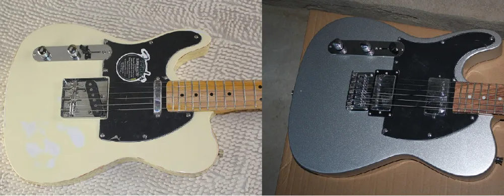 Высочайшее качество пользовательского 6 Строки левая рука F Telecaster серебро P90