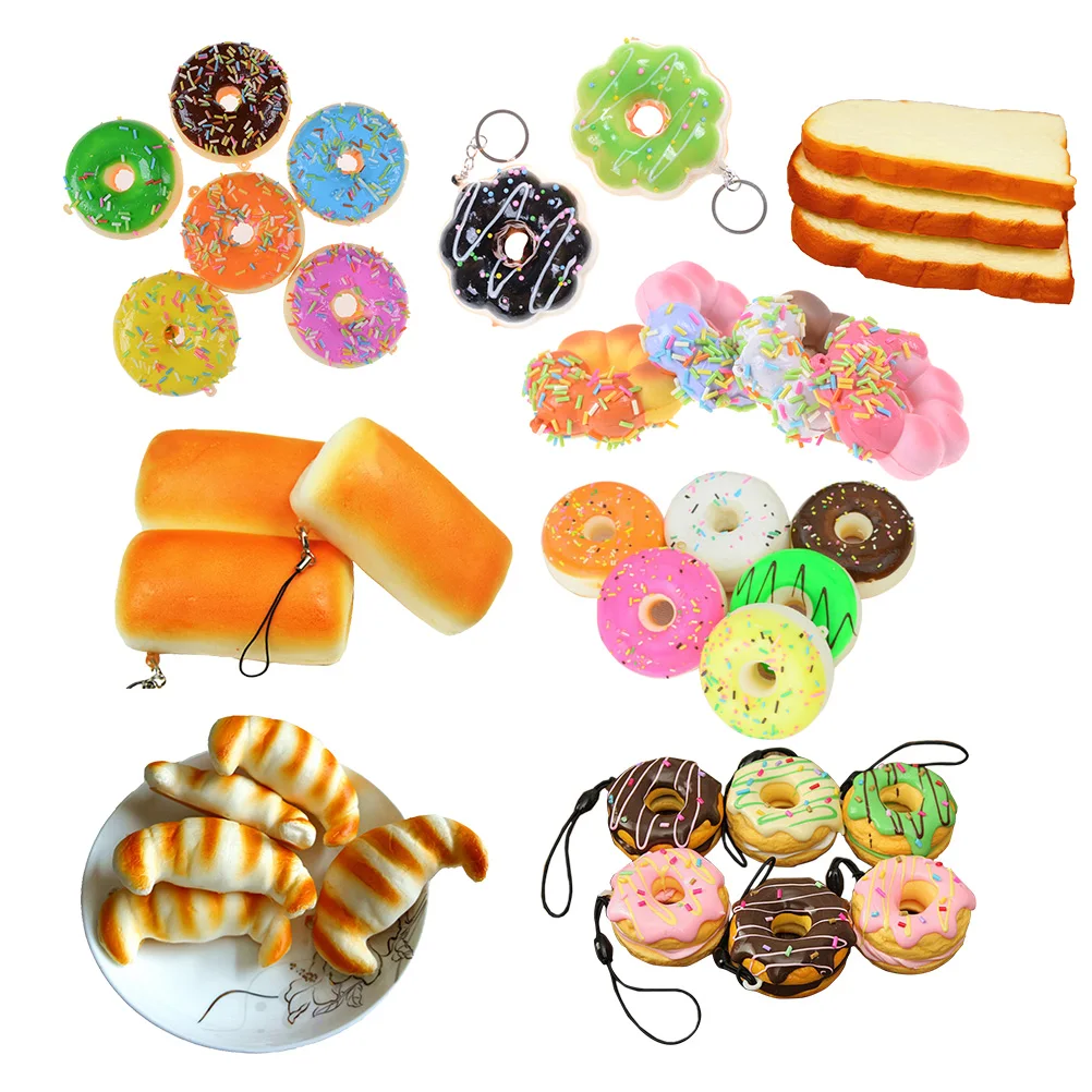 

2019 New 5CM Cute Donut Squishy Slow Rising Soft Squeeze Straps Scented Bread Cake Decor Phone Charms Straps Toy Kid Fun Gift