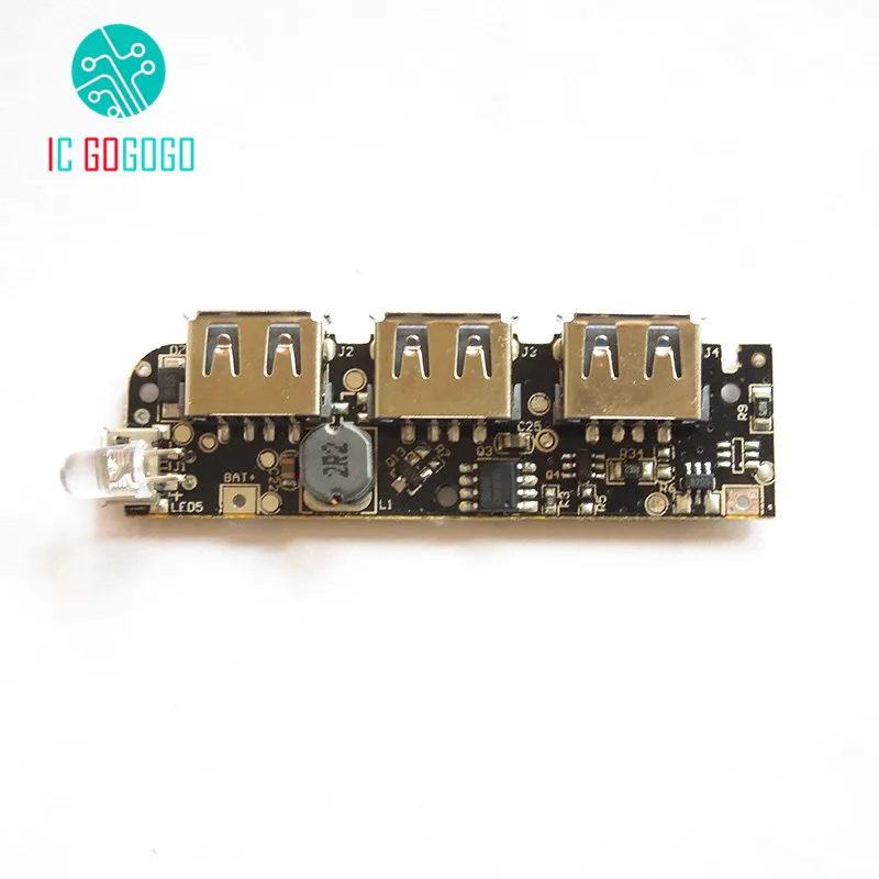 

5V 1A 2.1A 3 USB Mobile Power Bank Charger Module Charging Circuit Board Step Up Boost Power Supply Module DIY