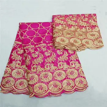 

Beautifical bazin riche fabric embroided Brocade Lace Fabric beaded bazin riche getzner with 2yards french lace