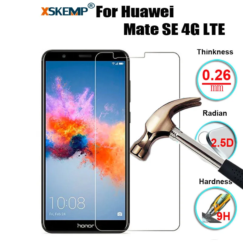 Закаленное стекло XSKEMP 9H для Huawei Mate SE 4G LTE/Honor 7X прозрачная Противоударная Защитная