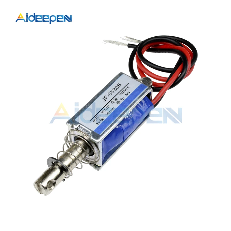 

DC 6V/12V/24V JF-0530B Electromagnet 300mA 5N/10mm Precise Pull-Push-Type Linear Motion Solenoid Electromagnet with 20CM Cable