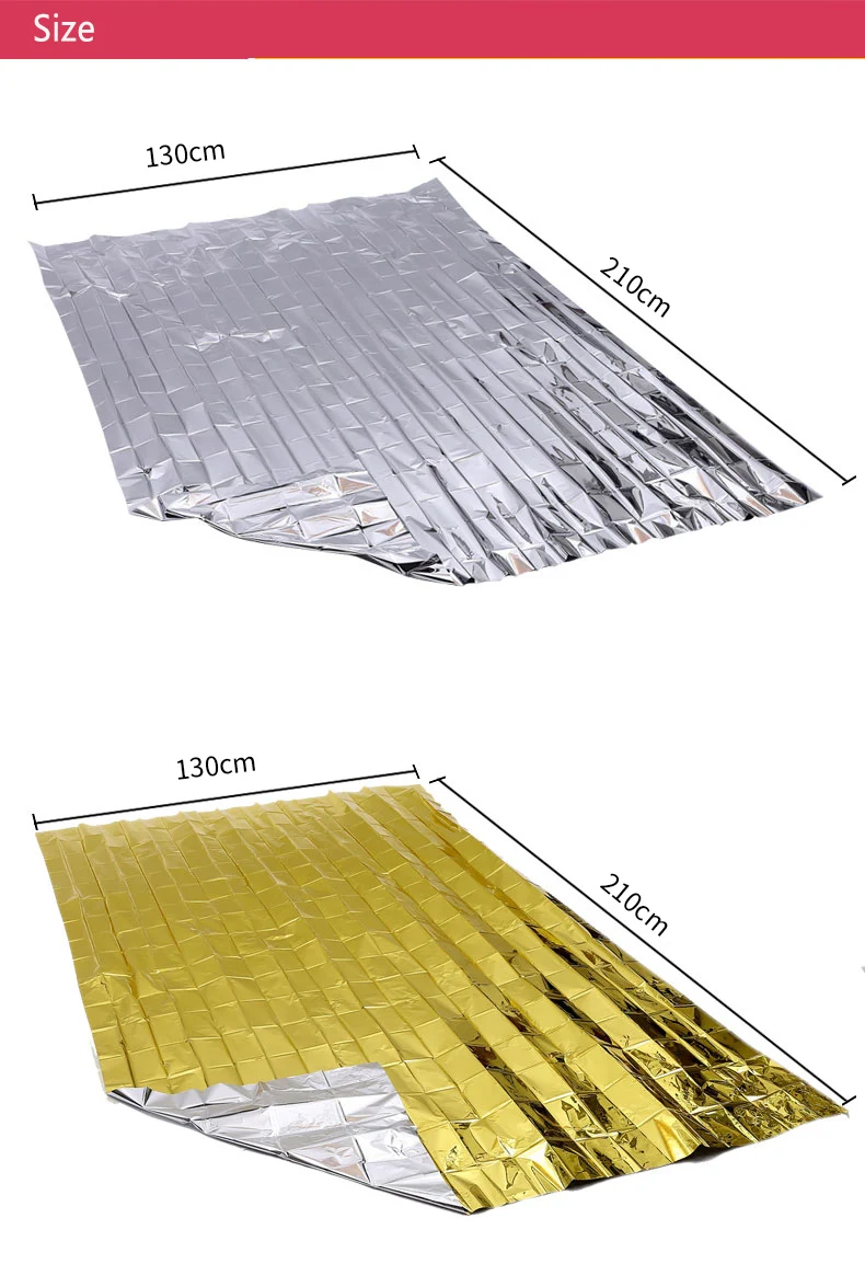 Outdoor Water Proof Emergency Survival Rescue Blanket Foil Thermal Space First Aid Sliver Rescue Curtain Military Blanket