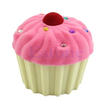 

JAVRICK Cute Cake Cup Shape Velvet Ring Box Earring Pendant Locket Jewelry Case