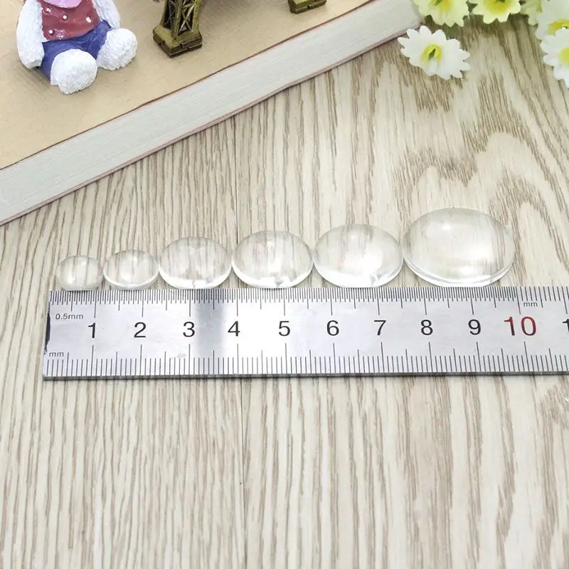 Top 8/10/12/14/16/18/20/25/30mm Round Flat Back Transparent Clear Magnifying Glass Cabochon Cameo Cover For DIY Jewelry Making