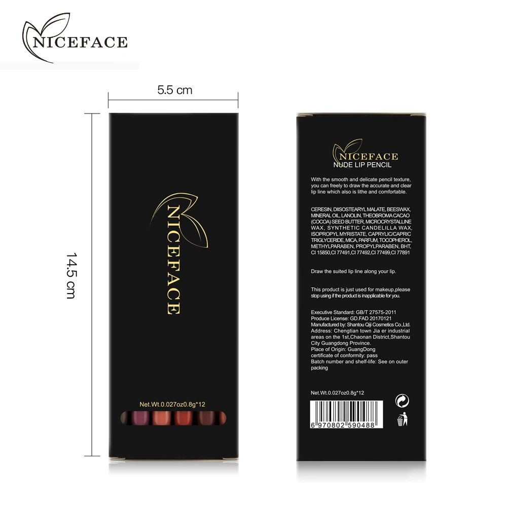 NICEFACE модные 12 Цветов натуральный Контур для губ Stick Косметика Красота Макияж