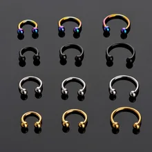 Nova venda 2 pçs de aço inoxidável nariz nariz anel lábio anéis brincos sircular piercing bola ferradura aro anel jóias do corpo