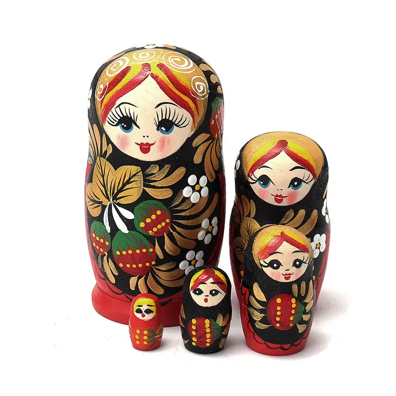 Традиционные 5 шт./компл. русская матрешка куклы деревянная матрешка бабушка ручная роспись подарок игрушка орнамент для украшения дома
