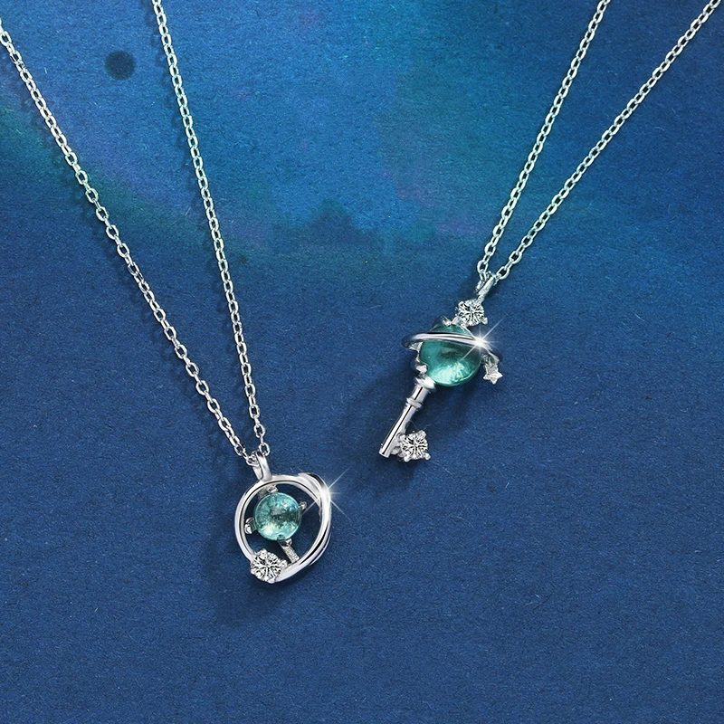 

Silver Creative Blue Planet Necklace Small Fresh Blue Fantasy Planet Necklace For Women S925 Fashion Jewelry Birthday Gift