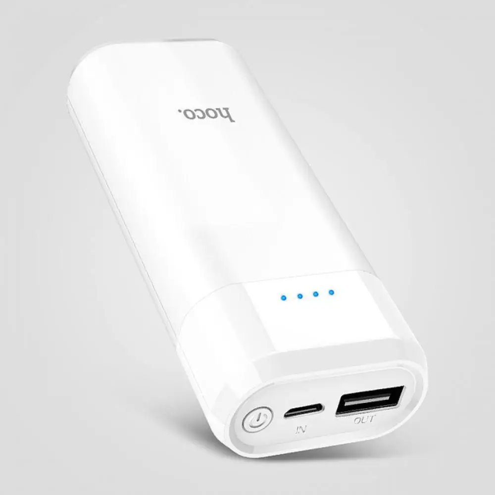 HOCO power Bank 5200 мАч Мини USB светодиодный 18650 литиевая внешняя батарея портативное зарядное устройство power bank для Xiaomi Iphone - Цвет: white