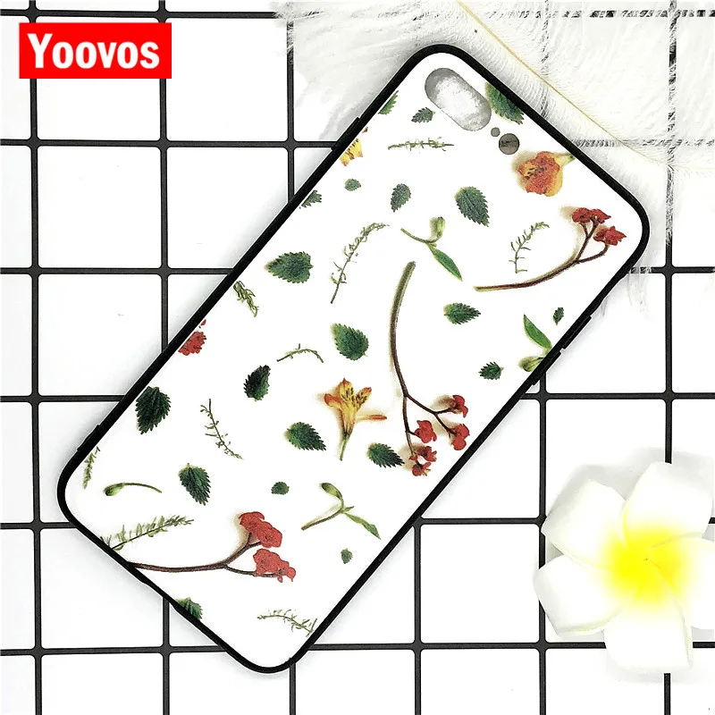 Yoovos 2018 листья цветы чехол для Iphone 7 Чехол IPhone 6 S Plus 8 X оригинальный корпус с ПК